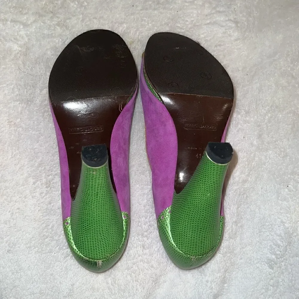 Marc jacobs womens heels size 41 purple green and tan bow - Picture 5 of 6